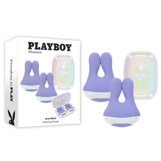Playboy Pleasure IN A PINCH -  Rechargeable Vibrating Nipple Clamps with Charging Carry Case