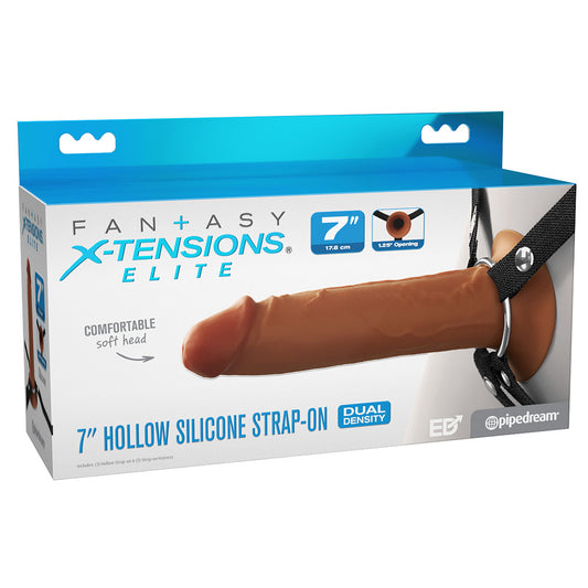 FX Elite 7'' Silicone Hollow Strap-On - Tan - Tan 17.8 cm Hollow Strap-On