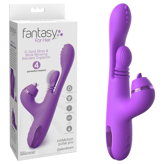 Fantasy For Her IntiMotion Pulse Pro -  24 cm USB Rechargeable Swirling & Flicking Rabbit Vibrator
