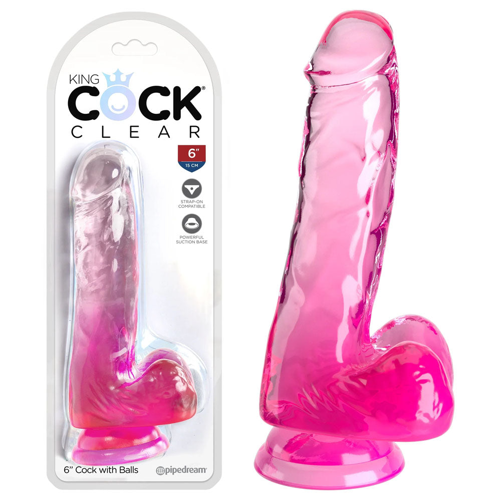 King Cock Clear 6'' Cock with Balls -  -  15.2 cm Dong