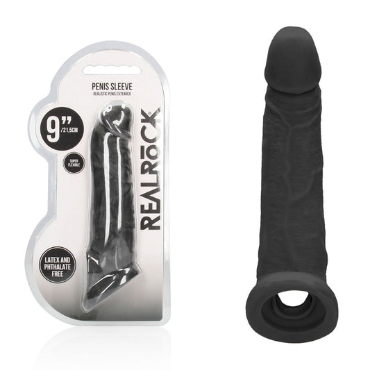 REALROCK 9'' Realistic Penis Extender with Rings -  -  22.9 cm Penis Extension Sleeve