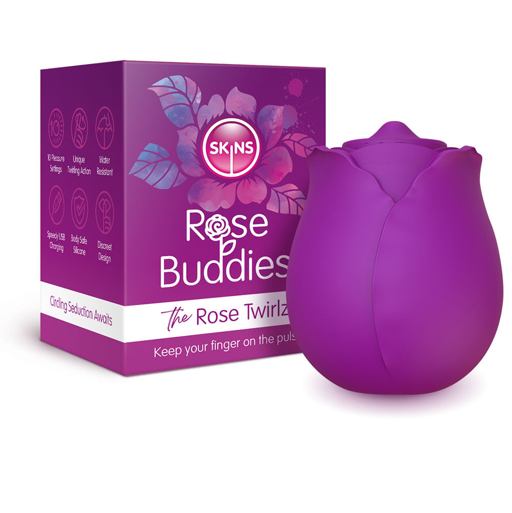 Skins Rose Buddies - The Rose Twirlz -  USB Rechargeable Twirling Rose Stimulator