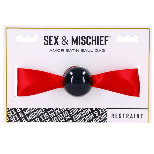 Sex & Mischief Amor Satin Ball Gag - /Black Mouth Restraint