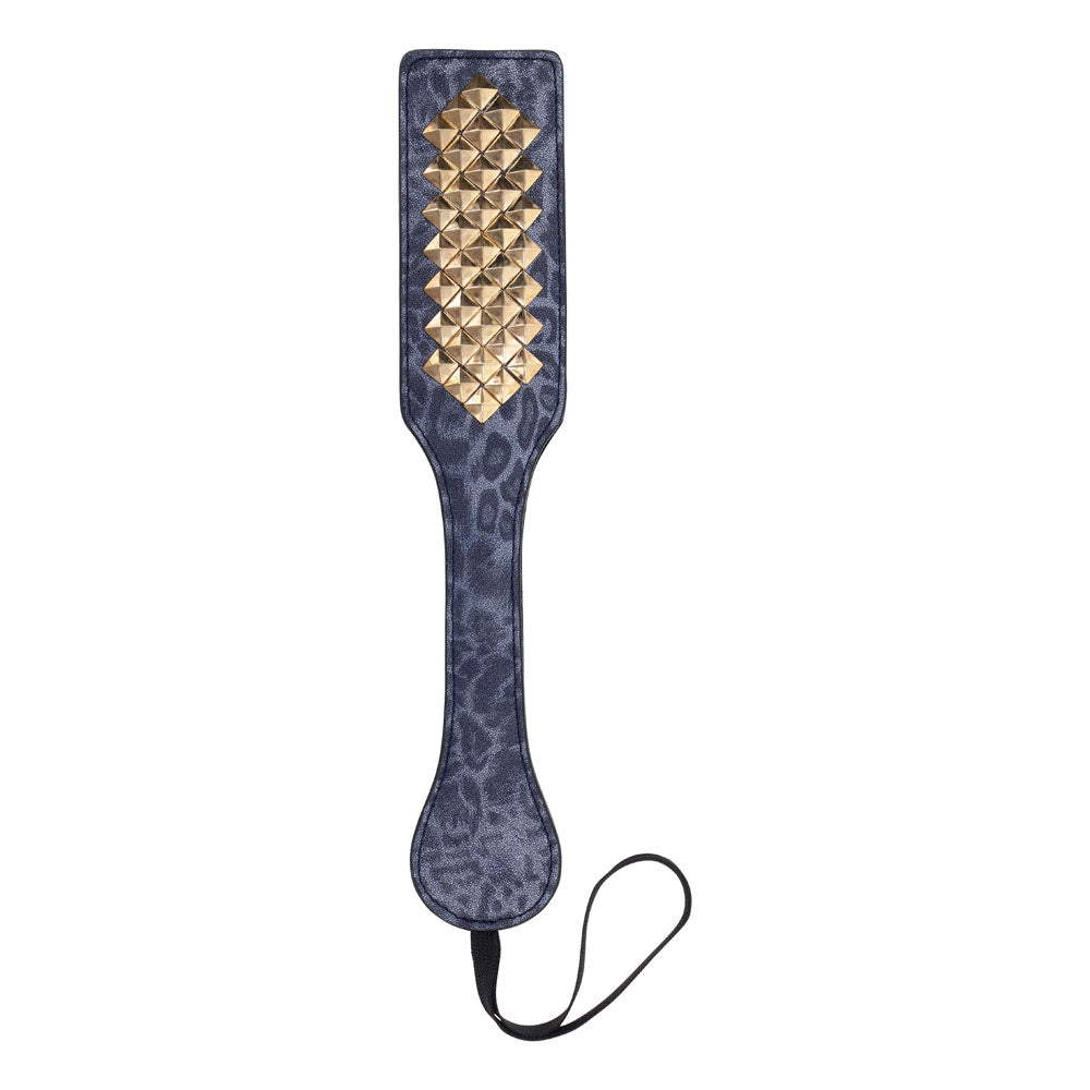 Sex & Mischief Cougar Studded Paddle - Navy  Paddle with Gold Studs