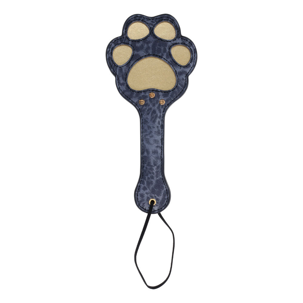 Sex & Mischief Cougar Paw Paddle - Navy /Gold Spanking Paddle