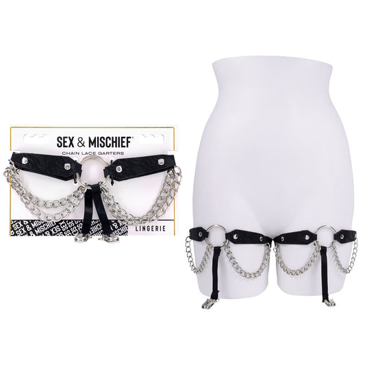 Sex & Mischief Chain Lace Garters - /Metal Garters