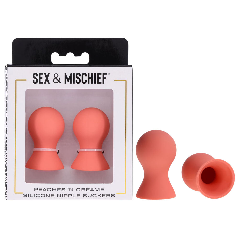 Sex & Mischief Peaches n CreaMe Silicone Nipple Suckers - Peach Nipple Suckers - Set of 2