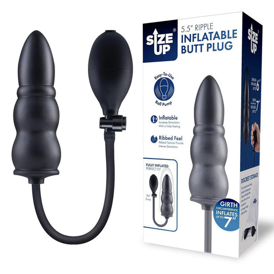 Size Up 5.5 Inch Ripple Inflatable Butt Plug -  15.2 cm Inflatable Butt Plug