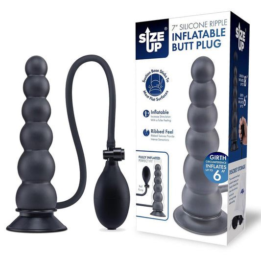 Size Up 7 Inch Ripple Inflatable Butt Plug -  20.3 cm Inflatable Butt Plug