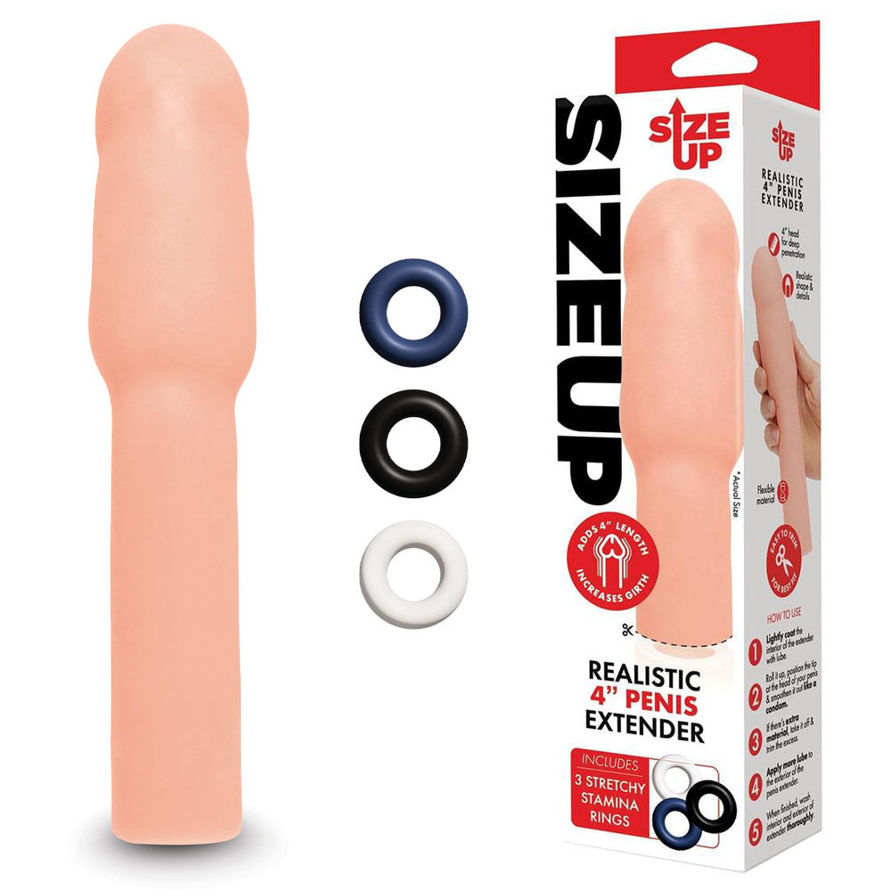 Size Up Realistic 4 Inch Penis Extender -  10.1 cm (4'') Penis Extension Sleeve