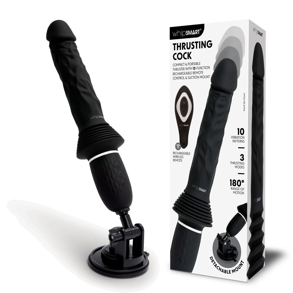 WhipSmart Thrusting Cock -  30 cm USB Rechargeable Thrusting Vibrator with Suction Mount