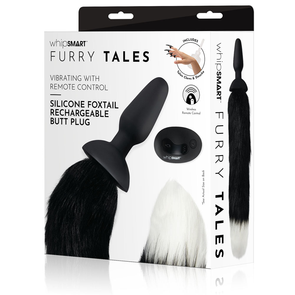 WhipSmart Furry Tales Silicone Foxtail Rechargeable Butt Plug -  9.5 cm Vibrating Butt Plug with  Fox Tail & Remote Control