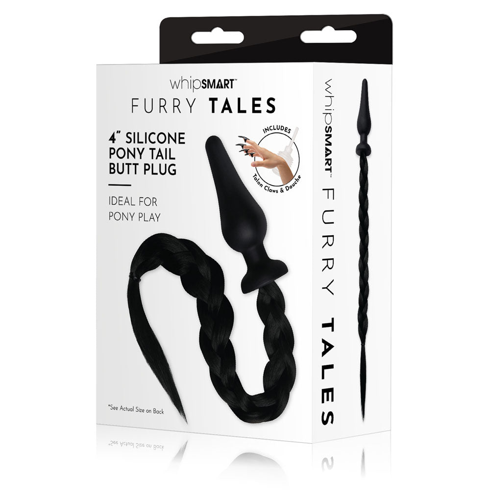 WhipSmart Furry Tales 4 Inch Silicone Pony Tail Butt Plug -  10.1 cm Butt Plug with  Pony Tail