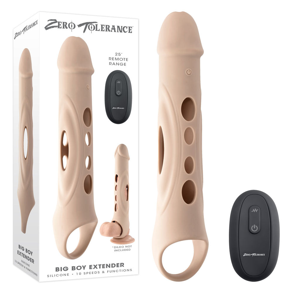 Zero Tolerance BIG BOY EXTENDER - Light -  USB Rechargeable Vibrating Penis Extension Sleeve