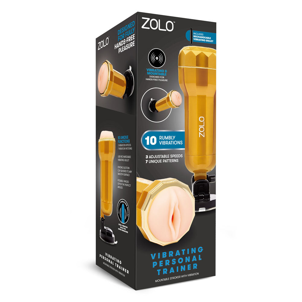 Zolo Vibrating Personal Trainer - USB Rechargeable Vibrating Vagina Stroker with Suction Mount