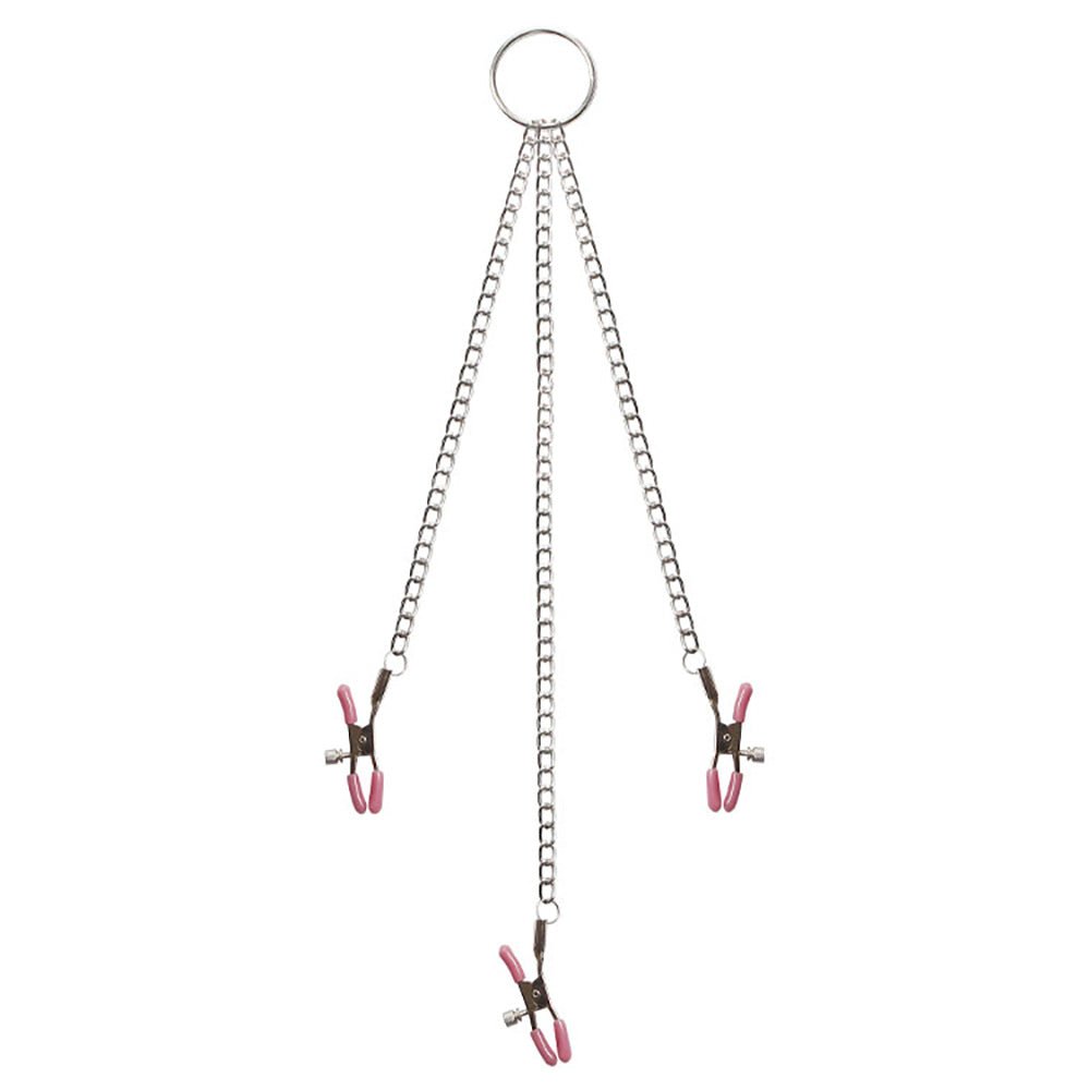Adam & Eve Chain Me Up Kink Clamps - Metal Nipple and Clitoral Chain - Pleasure Den