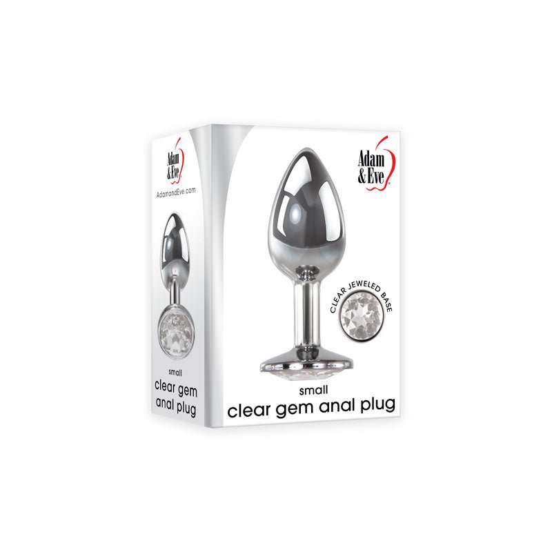 Adam & Eve Clear Gem Anal Plug - Small - Metallic 7.1 cm Small Butt Plug with Clear Gem Base - Pleasure Den
