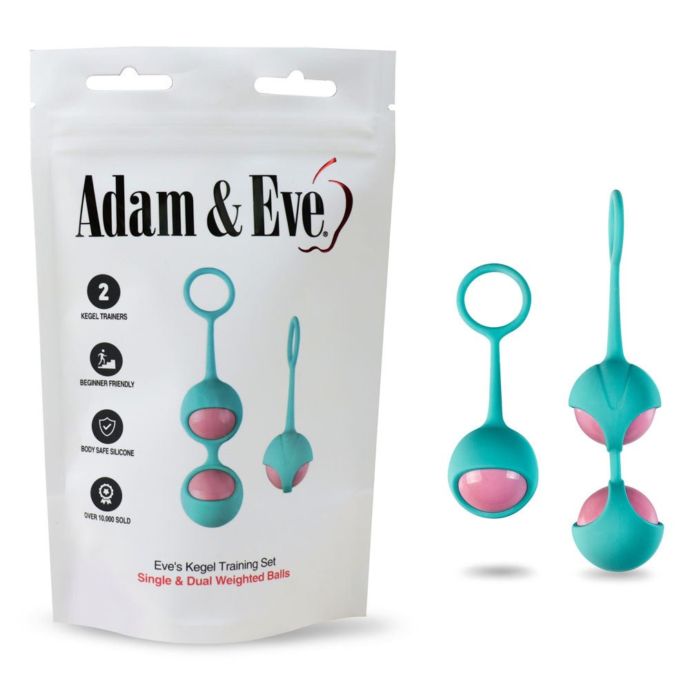 Adam & Eve Eve's Kegel Training Set - Teal/Pink Kegel Trainers - Set of 2 - Pleasure Den
