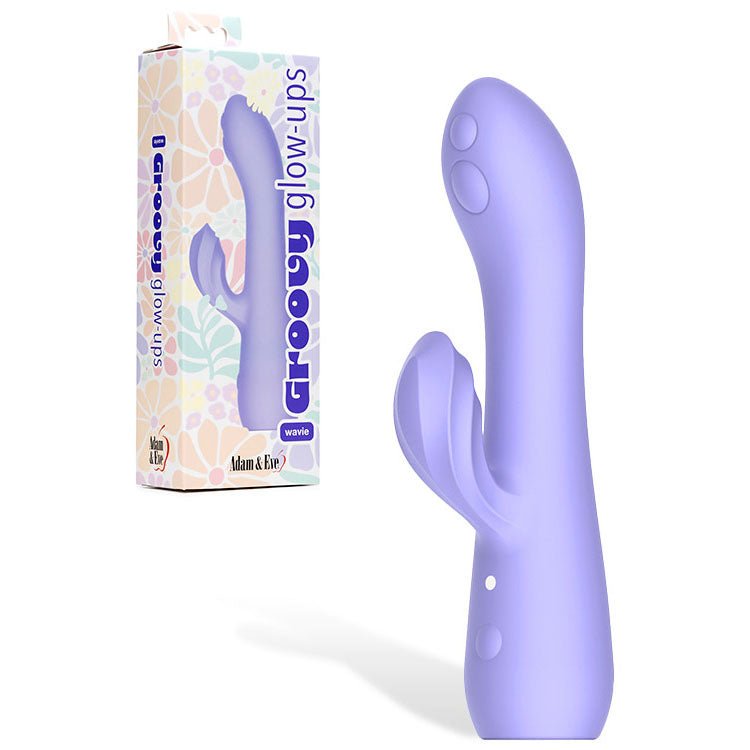 Adam & Eve GROOVY GLOW-UPS Wavie - 16.5 cm USB Rechargeable Rabbit Vibrator - Pleasure Den