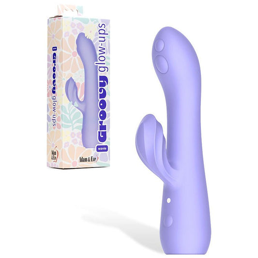 Adam & Eve GROOVY GLOW-UPS Wavie - 16.5 cm USB Rechargeable Rabbit Vibrator - Pleasure Den