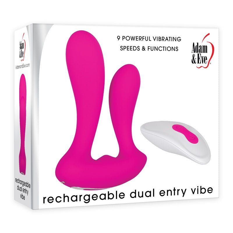 Adam & Eve Rechargeable Dual Entry Vibe - USB Rechargeable Vibrator with Remote Control - Pleasure Den