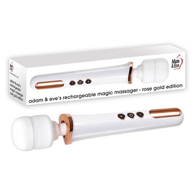 Adam & Eve Rechargeable Magic Massager - Rose Gold/ 33 cm USB Rechargeable Massager Wand - Pleasure Den