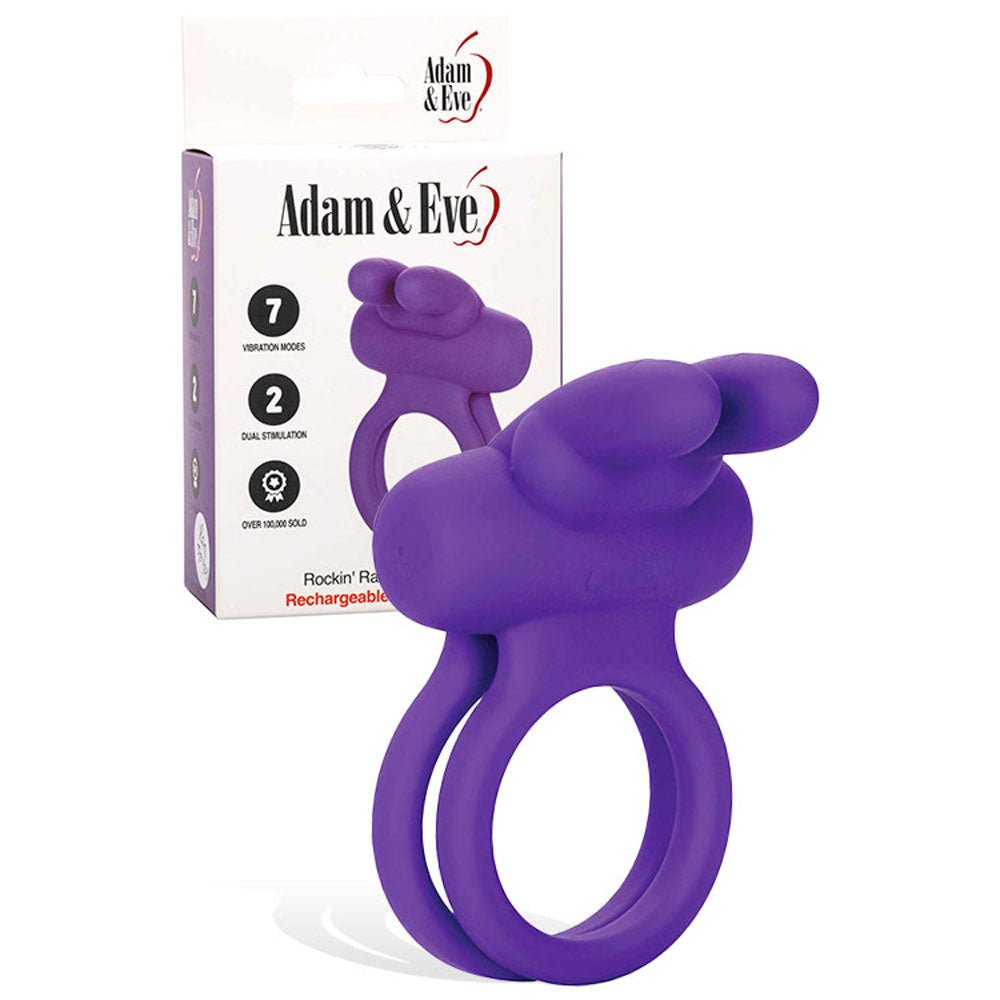 Adam & Eve ROCKIN' RABBIT - USB Rechargeable Cock & Balls Ring - Pleasure Den