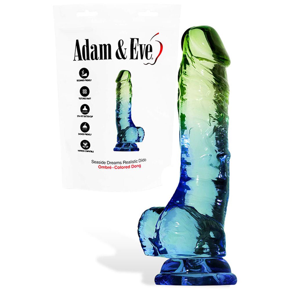 Adam & Eve SENSUAL SEASIDE 8.5'' Dildo - Blue/Green 21.5 cm Dildo - Pleasure Den