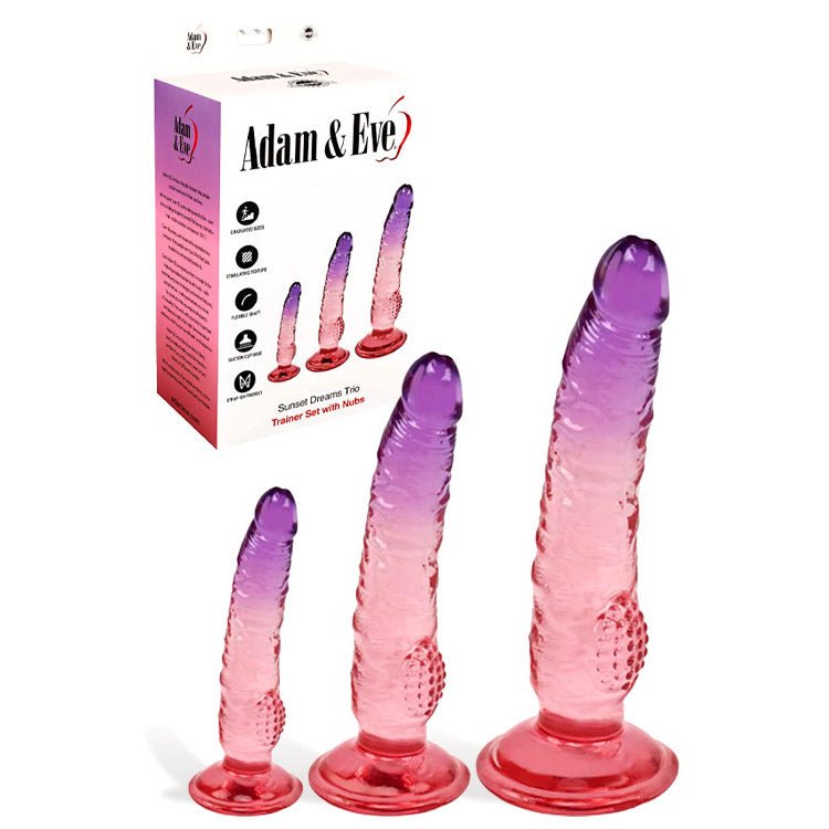 Adam & Eve SUNSET DREAMS TRIO - /Purple Dildos - Set of 3 Sizes - Pleasure Den