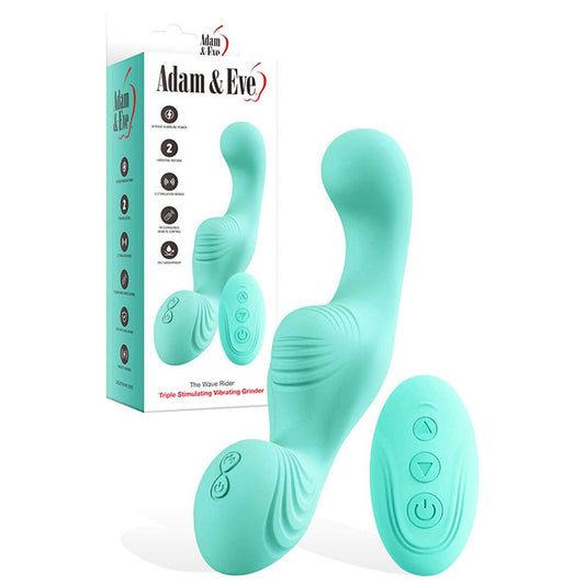 Adam & Eve THE WAVE RIDER - Teal USB Rechargeable Triple Stimulating Grinder Pad with Remote Control - Pleasure Den