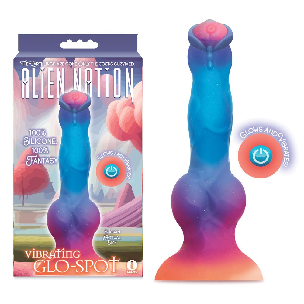 Alien Nation - Glo-Spot - Glow In Dark 21.6 cm USB Rechargeable Vibrating Fantasy Dong - Pleasure Den