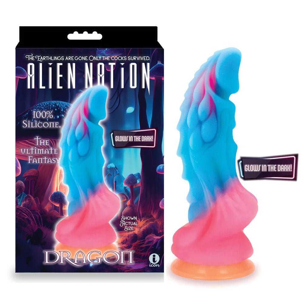 Alien Nation - Glow Dragon - Glow in Dark Rainbow 22.9 cm Fantasy Dong - Pleasure Den