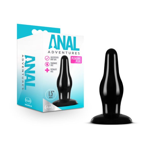 Anal Adventures Pleasure Plug - Black 10.8 cm (4.25'') Butt Plug - Pleasure Den