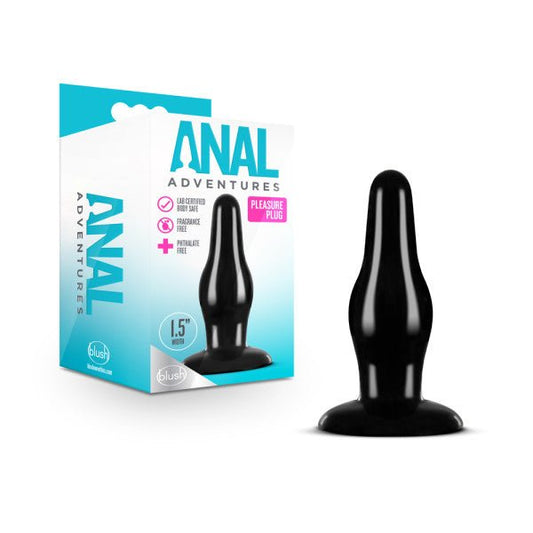 Anal Adventures Pleasure Plug - Black 10.8 cm (4.25'') Butt Plug - Pleasure Den