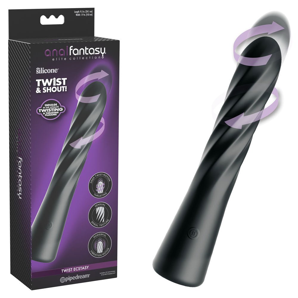 Anal Fantasy Elite Twist Ecstasy - 24.1 cm USB Rechargeable Twisting & Thrusting Anal Vibrator - Pleasure Den