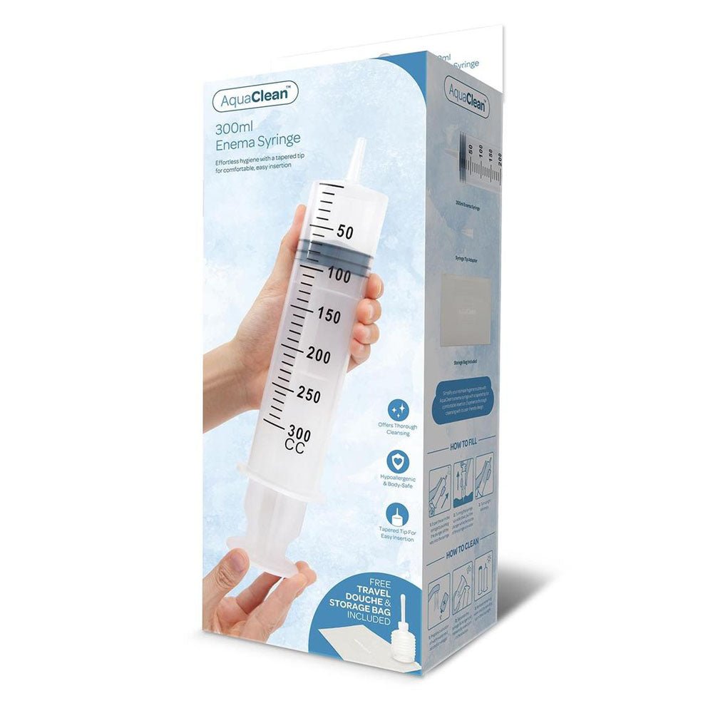 AquaClean 300ml Enema Syringe - 300 ml Capacity with Free Travel Douche Included - Pleasure Den