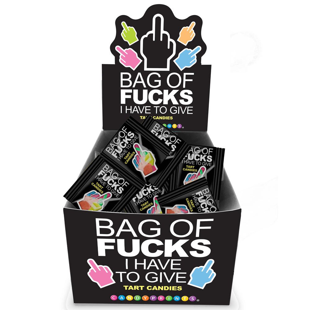 Bag Of Fucks I Have To Give - Display - Fruit Flavoured Lollies - Counter Display of 100 Mini Packs - Pleasure Den