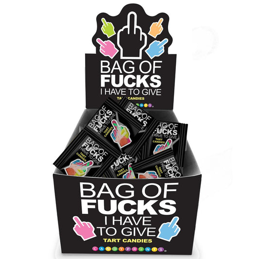 Bag Of Fucks I Have To Give - Display - Fruit Flavoured Lollies - Counter Display of 100 Mini Packs - Pleasure Den