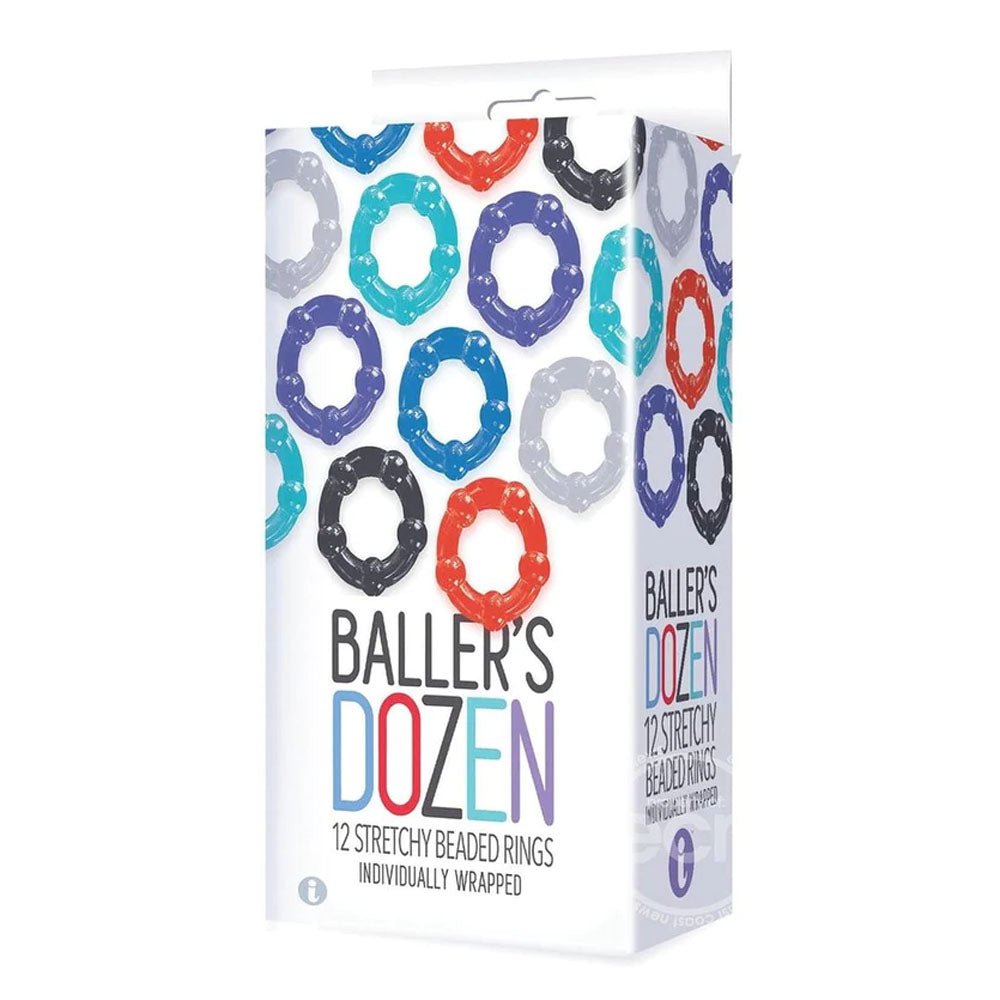 Baller's Dozen - Beaded - Individually Wrapped Cock Rings - Pack of 12 - Pleasure Den