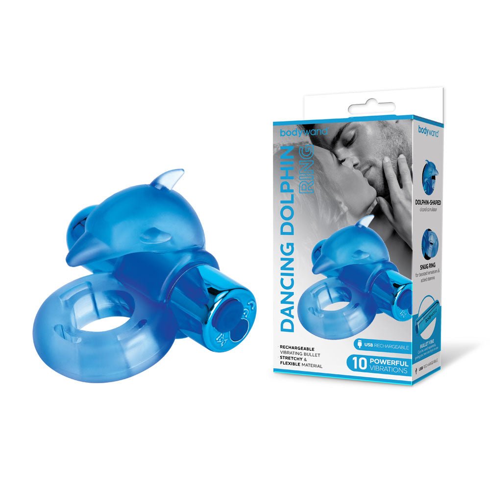 Bodywand Rechargeable Dancing Dolphin Ring - USB Rechargeable Vibrating Cock Ring - Pleasure Den
