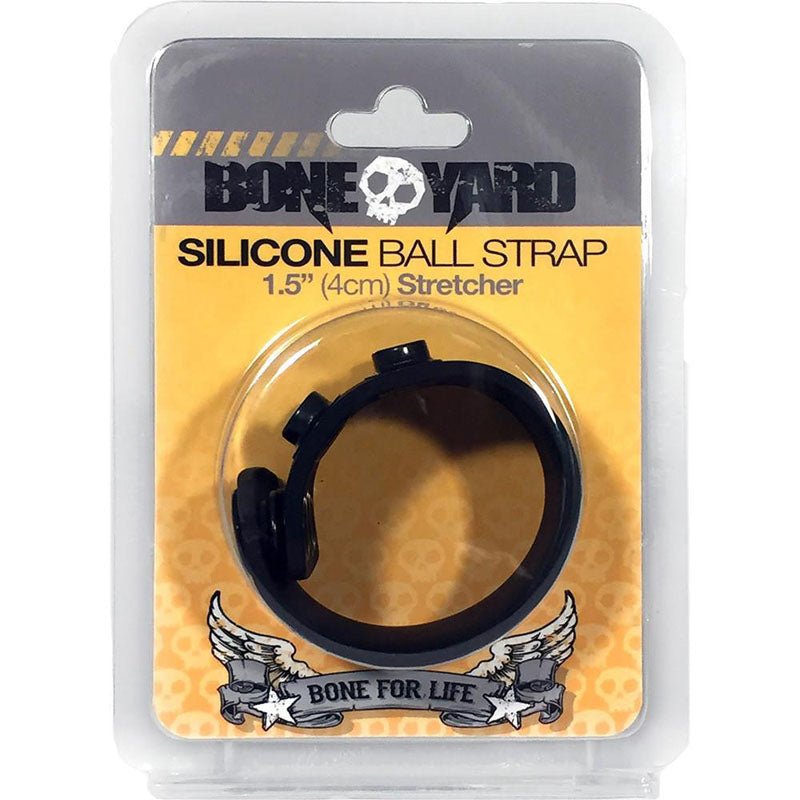 Boneyard Silicone Ball Strap - 3-Snap 4 cm Adjustable Ball Stretcher Ring - Pleasure Den