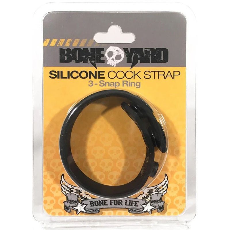 Boneyard Silicone Cock Strap - 3-Snap Adjustable Cock Ring - Pleasure Den