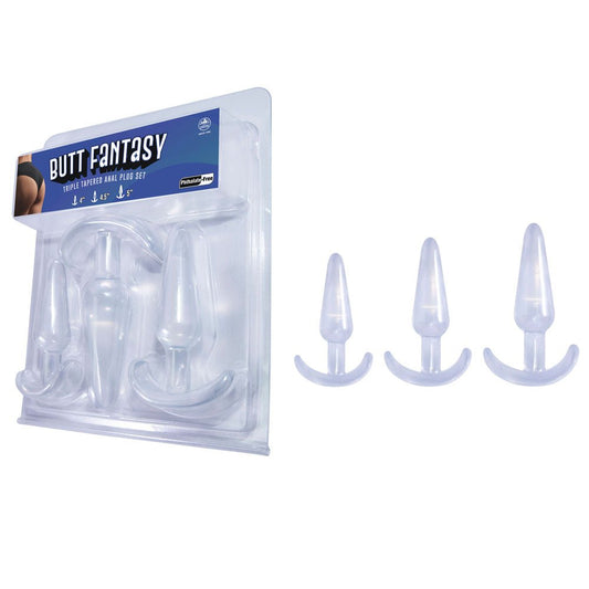 Butt Fantasy Triple Tapered Anal Plug Set - Beginners Butt Plugs - Set of 3 Sizes - Pleasure Den