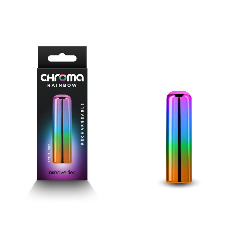 Chroma Rainbow - Small - Metallic Rainbow 6.8 cm USB Rechargeable Bullet - Pleasure Den