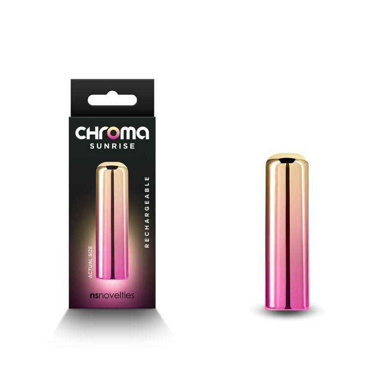 Chroma Sunrise - Small - Metallic Pink/Gold 6.8 cm USB Rechargeable Bullet - Pleasure Den