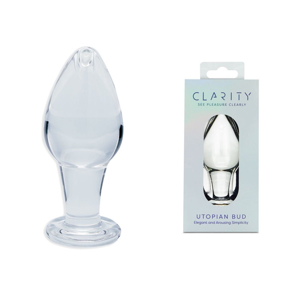 Clarity - Utopian Bud - 8.9 cm Glass Butt Plug - Pleasure Den