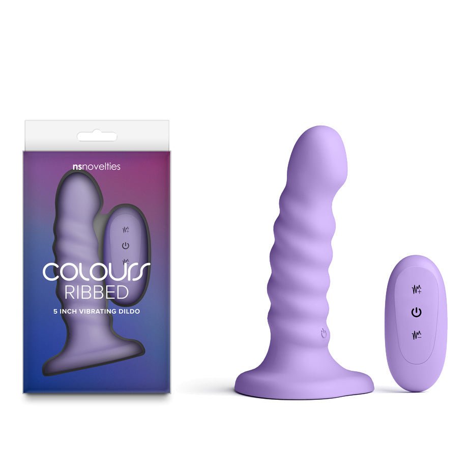 Colours Ribbed - 5'' Vibrating Dildo - 14.5 cm USB Rechargeable Vibrating Dildo with Wireless Remote - Pleasure Den