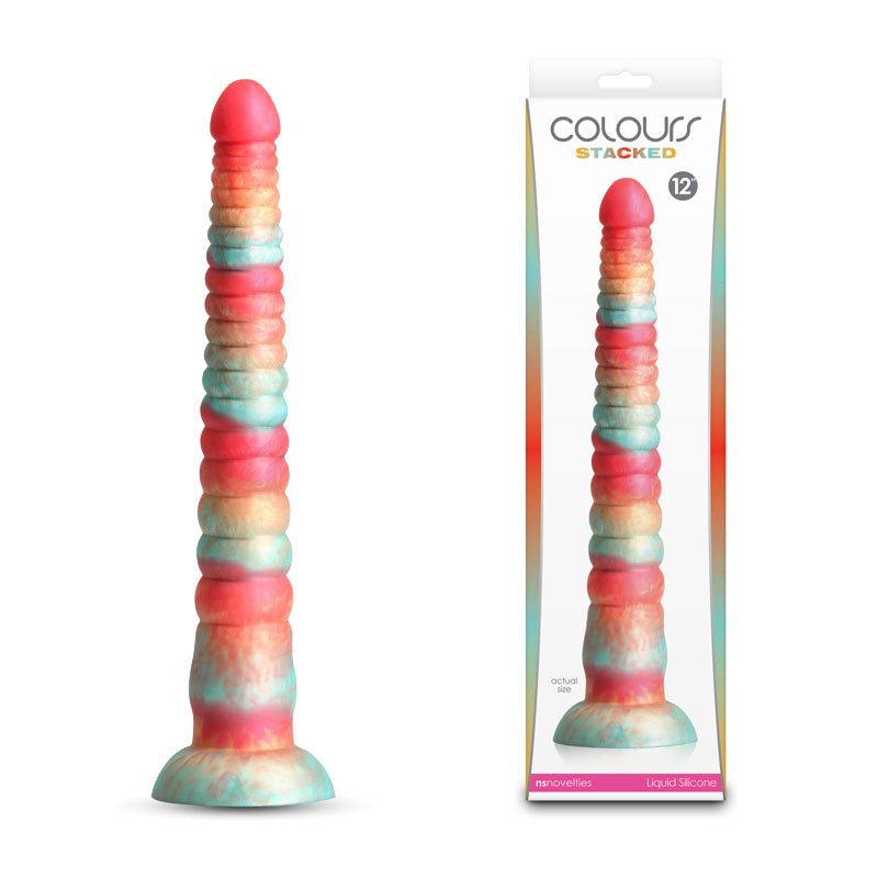 Colours Stacked - 12'' Dildo - Red/Gold - Red/Gold 30.6 cm Fantasy Dildo - Pleasure Den