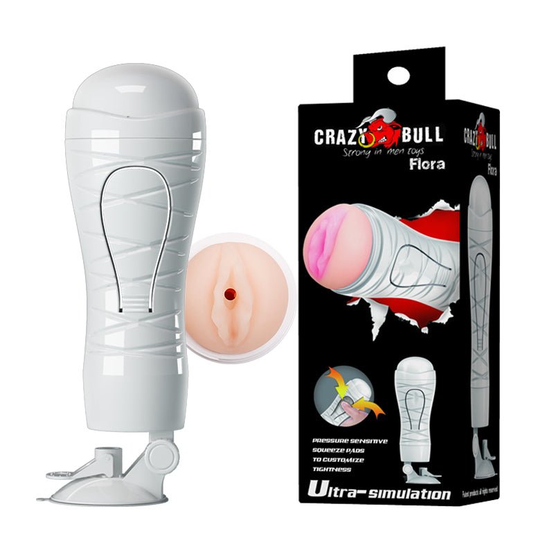 CRAZY BULL Flora Stroker - Squeezable Vagina Stroker with Suction Base - Pleasure Den