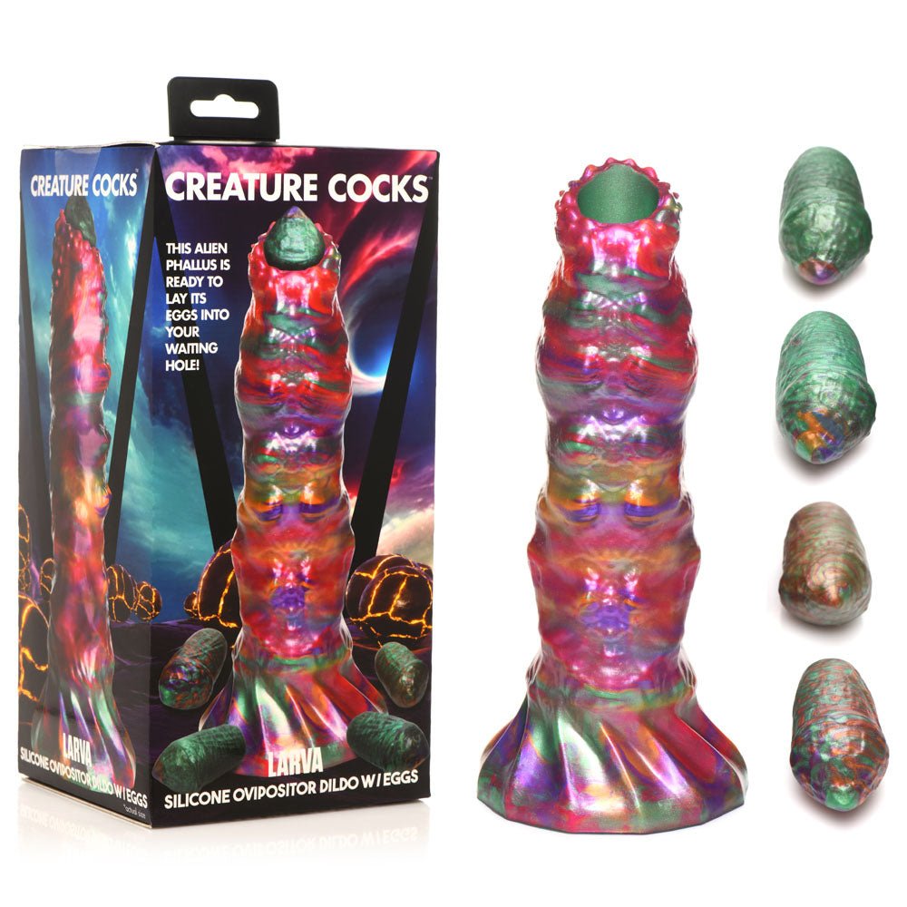 Creature Cocks Larva Silicone Dildo - 22.9 cm Fantasy Dildo with Eggs - Pleasure Den